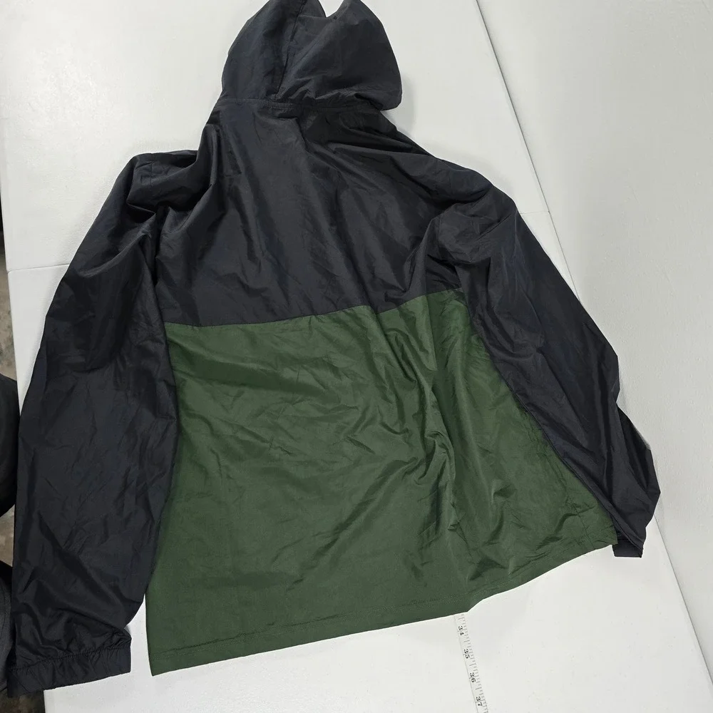 Eddie Bauer Mens Colorblock Hooded Windbreaker Jacket Green Black EMJ0742T L